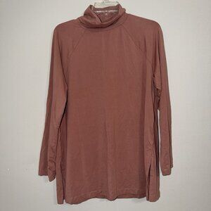 j. jill Luxe Supima Everyday Turtleneck Tunic Pink Rose Classic Large Casual